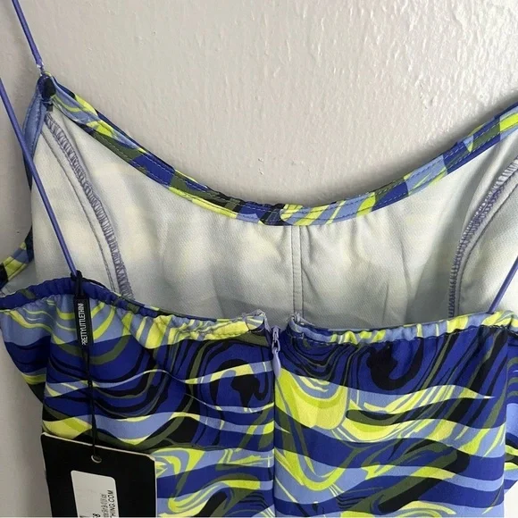 PrettyLittleThing Blue Zebra Print Strappy Corset Bodycon Dress - Picture 14 of 16